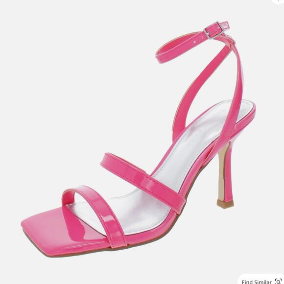 Marc Fisher Deric Hot Pink Faux Leather Open Square Toe Ankle Strap Sandals - Picture 12 of 12